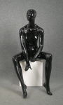 5397 manichino stilizzato volto scolpito laccato lucido nero seduto donna