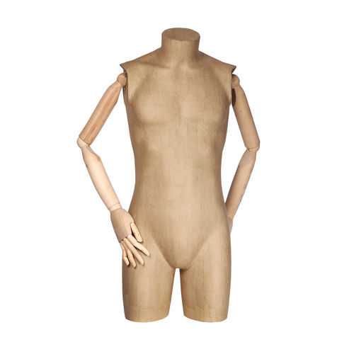 011 TSCA06BL - Busto per abbigliamento uomo cartapesta braccia legno